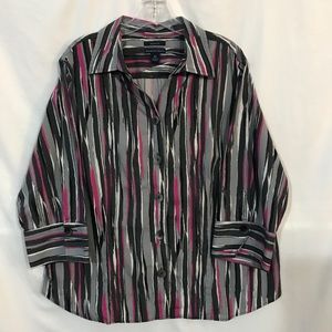 Plus 18W Westbound 3/4 Sleeve Button Down Top EUC